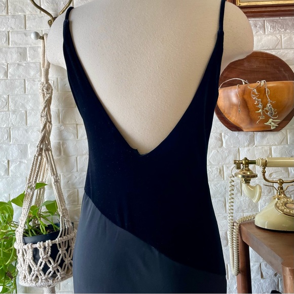 Vintage 90s Y2K Zum Zum Bias Cut Asymmetrical Velvet + Chiffon Formal Slip Gown - Picture 12 of 17